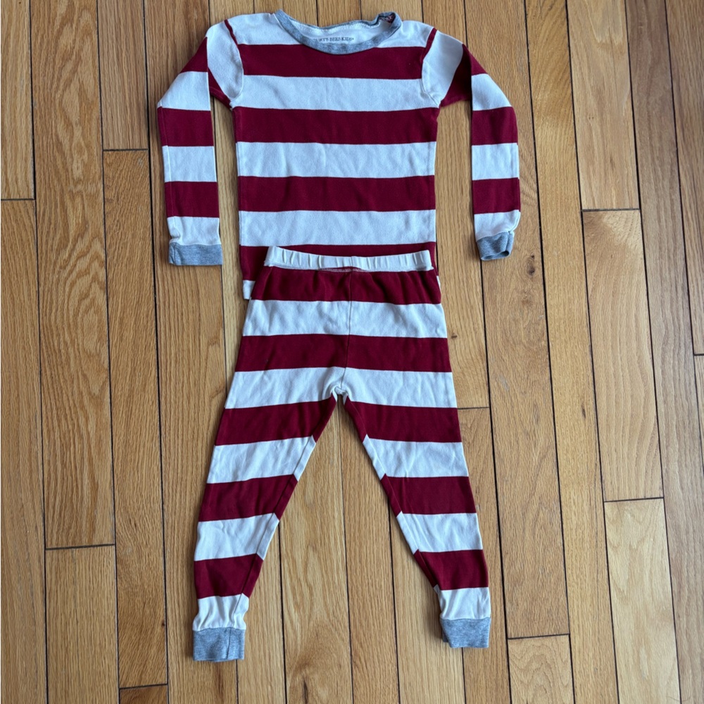 Burt's Bees 4T Red and White Striped pajama set